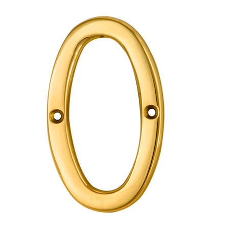 High quality image of Carlisle Brass - Numerals (0-9) Number 0 - Polished Brass | Sku. n0 | Trade Door Handles.
