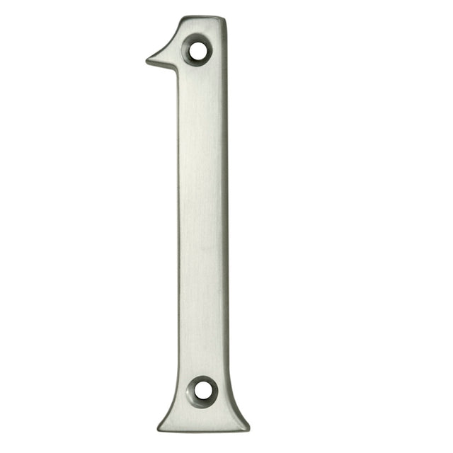High quality image of Carlisle Brass - Numerals (0-9) Number 1 - Satin Chrome | Sku. n1sc | Trade Door Handles.