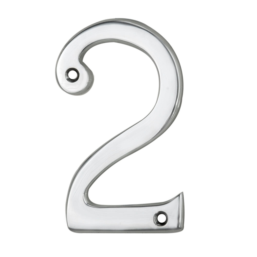 High quality image of Carlisle Brass - Numerals (0-9) Number 2 - Polished Chrome | Sku. n2cp | Trade Door Handles.