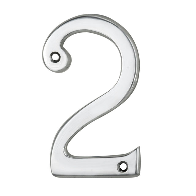 High quality image of Carlisle Brass - Numerals (0-9) Number 2 - Polished Chrome | Sku. n2cp | Trade Door Handles.