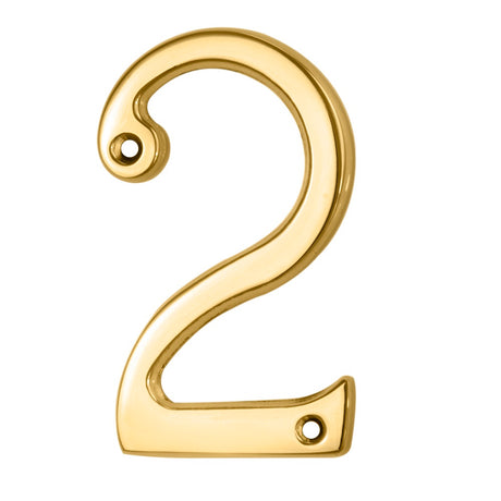 High quality image of Carlisle Brass - Numerals (0-9) Number 2 - Polished Brass | Sku. n2 | Trade Door Handles.