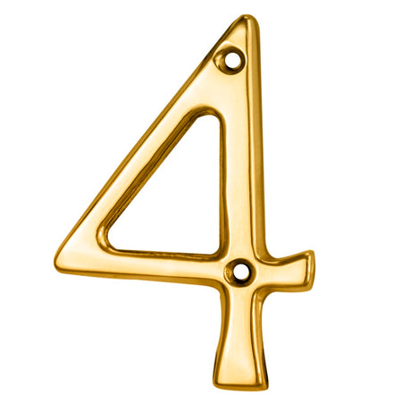 High quality image of Carlisle Brass - Numerals (0-9) Number 4 - Polished Brass | Sku. n4 | Trade Door Handles.