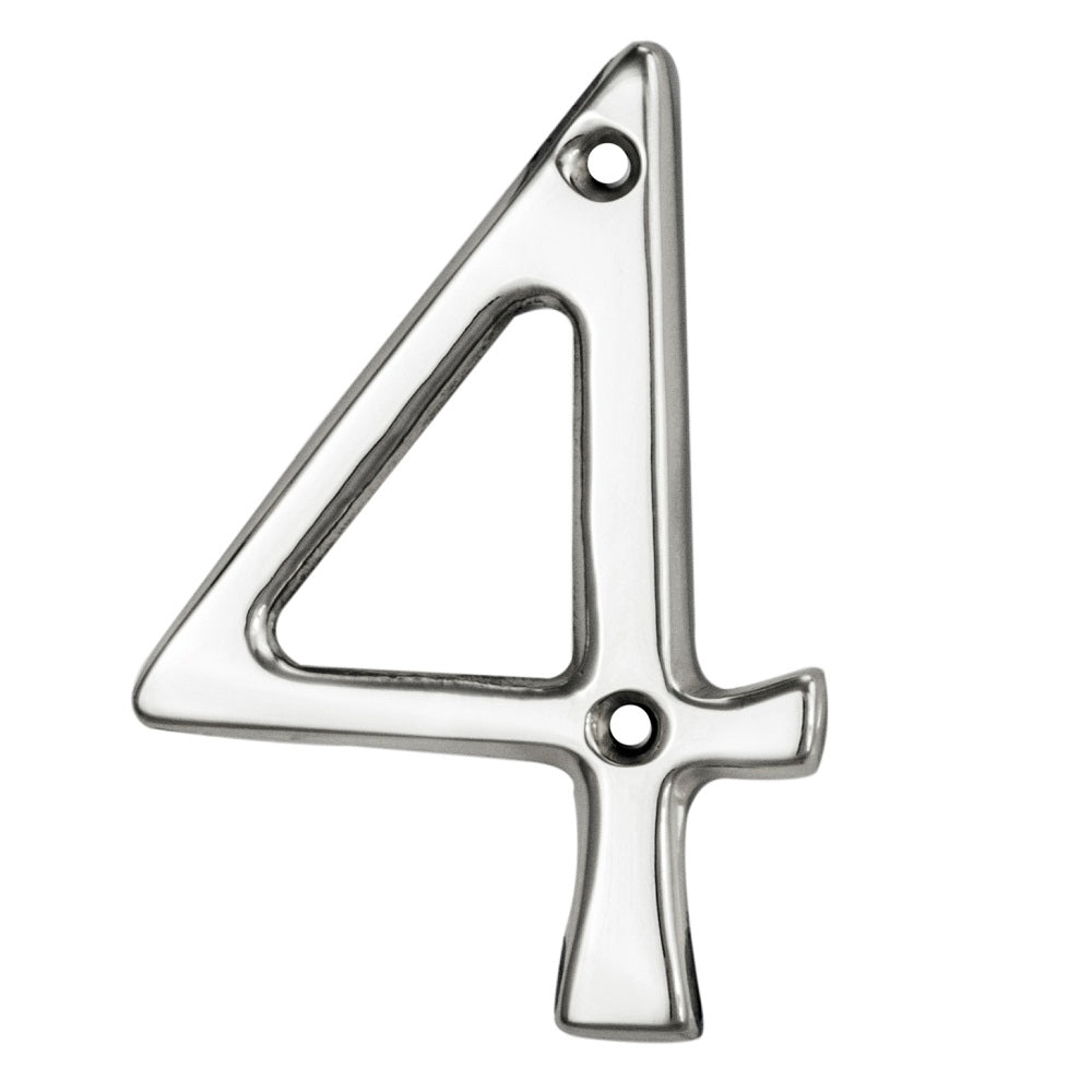 High quality image of Carlisle Brass - Numerals (0-9) Number 4 - Polished Chrome | Sku. n4cp | Trade Door Handles.