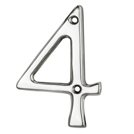 High quality image of Carlisle Brass - Numerals (0-9) Number 4 - Polished Chrome | Sku. n4cp | Trade Door Handles.