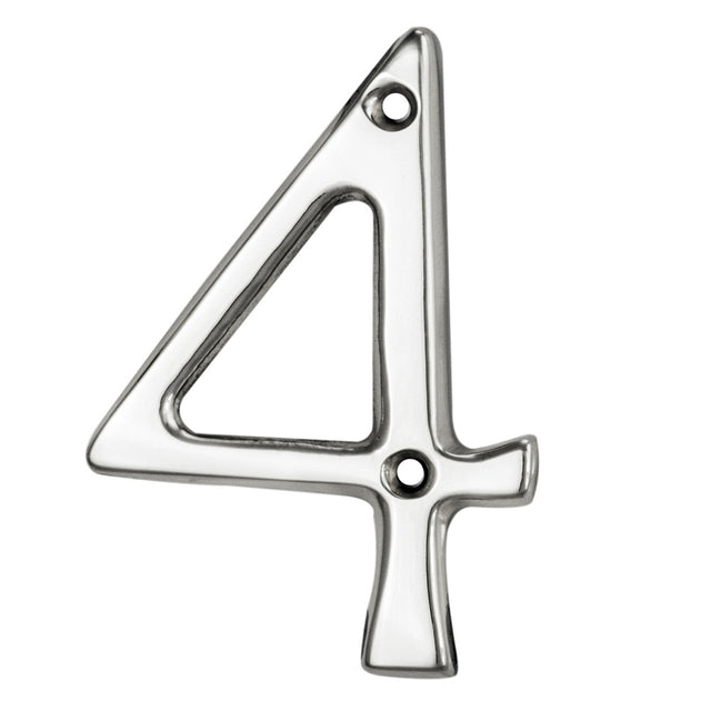 High quality image of Carlisle Brass - Numerals (0-9) Number 4 - Polished Chrome | Sku. n4cp | Trade Door Handles.