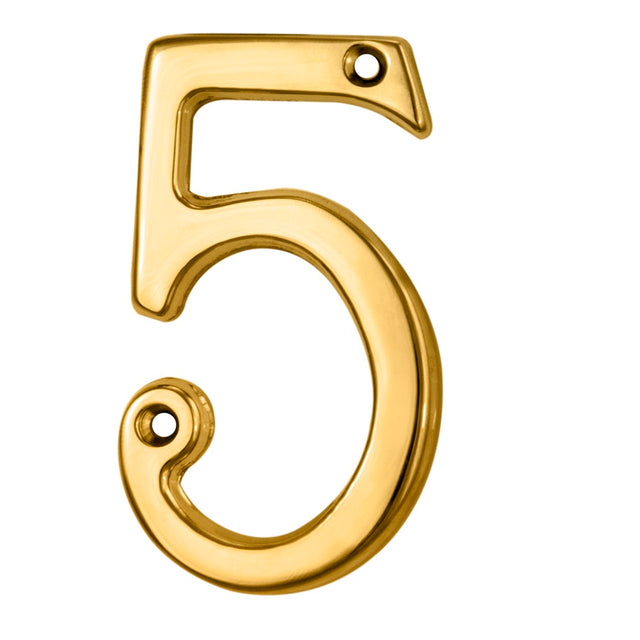High quality image of Carlisle Brass - Numerals (0-9) Number 5 - Polished Brass | Sku. n5 | Trade Door Handles.