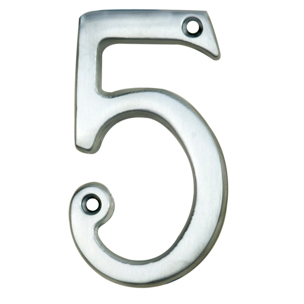 High quality image of Carlisle Brass - Numerals (0-9) Number 5 - Satin Chrome | Sku. n5sc | Trade Door Handles.
