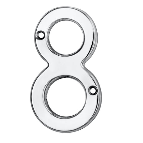 High quality image of Carlisle Brass - Numerals (0-9) Number 8 - Polished Chrome | Sku. n8cp | Trade Door Handles.