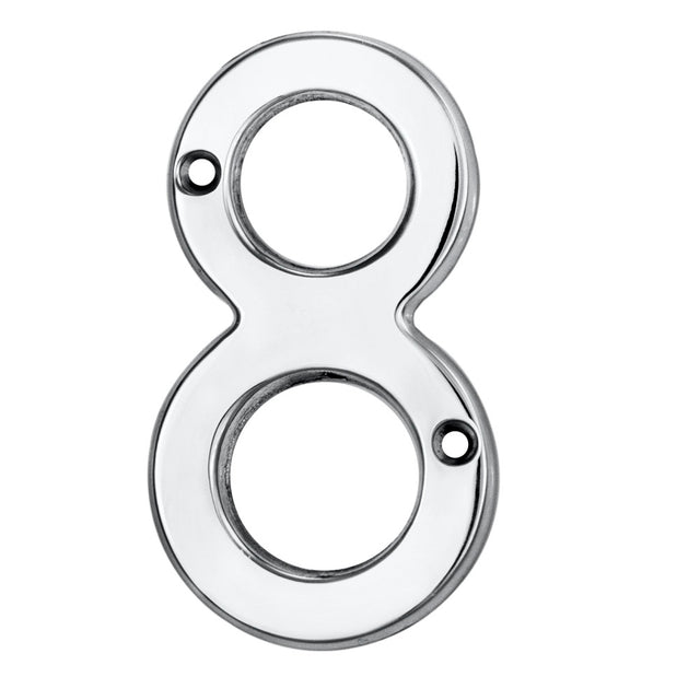High quality image of Carlisle Brass - Numerals (0-9) Number 8 - Polished Chrome | Sku. n8cp | Trade Door Handles.
