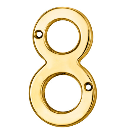 High quality image of Carlisle Brass - Numerals (0-9) Number 8 - Polished Brass | Sku. n8 | Trade Door Handles.
