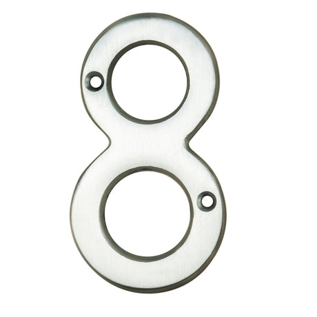 High quality image of Carlisle Brass - Numerals (0-9) Number 8 - Satin Chrome | Sku. n8sc | Trade Door Handles.