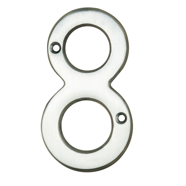 High quality image of Carlisle Brass - Numerals (0-9) Number 8 - Satin Chrome | Sku. n8sc | Trade Door Handles.