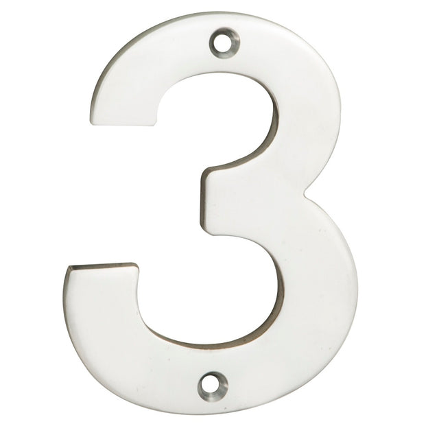 High quality image of Eurospec - Numerals Number 3 - Bright Stainless Steel | Sku. num10103bss | Trade Door Handles.