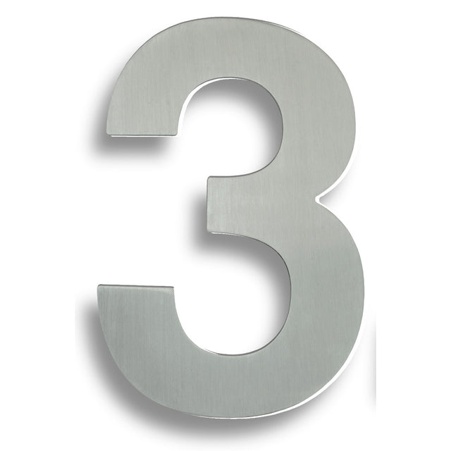 High quality image of Eurospec - Stainless Steel 7" Numerals (0-9) (Number 3) - Bright Stainless Steel | Sku. num10173bss | Trade Door Handles.