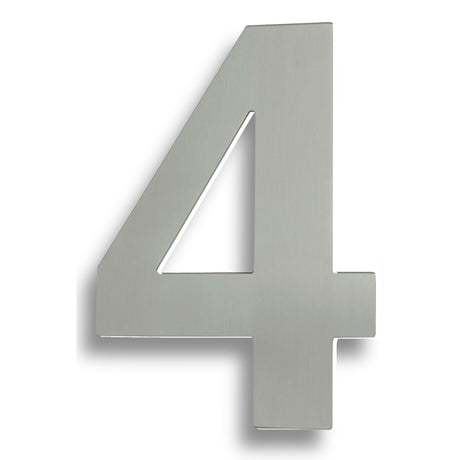 High quality image of Eurospec - Stainless Steel 7" Numerals (0-9) (Number 4) - Satin Stainless Steel | Sku. num10174sss | Trade Door Handles.