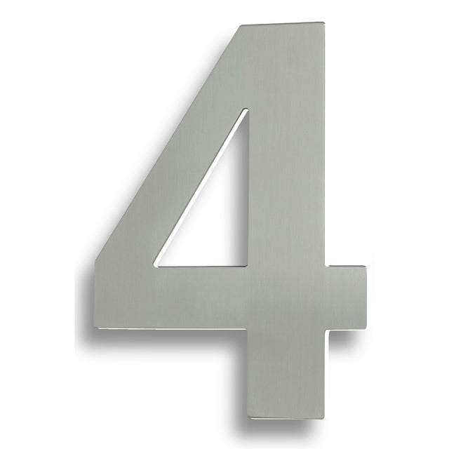 High quality image of Eurospec - Stainless Steel 7" Numerals (0-9) (Number 4) - Satin Stainless Steel | Sku. num10174sss | Trade Door Handles.