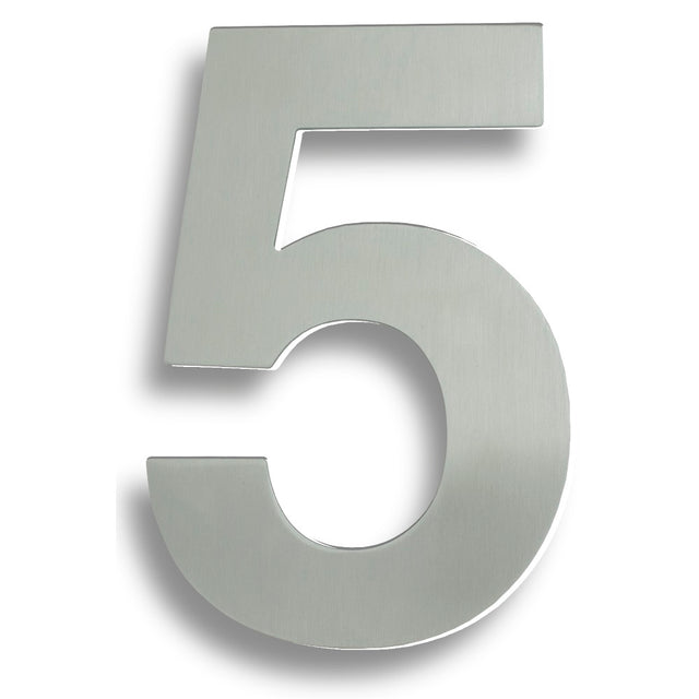 High quality image of Eurospec - Stainless Steel 7" Numerals (0-9) (Number 5) - Satin Stainless Steel | Sku. num10175sss | Trade Door Handles.