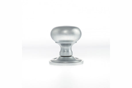Quality image of Old English Harrogate Solid Brass Mushroom Mortice Knob on Concealed Fix Rose - Satin Chrome | Sku. oe58mmksc | available from Trade Door Handles.