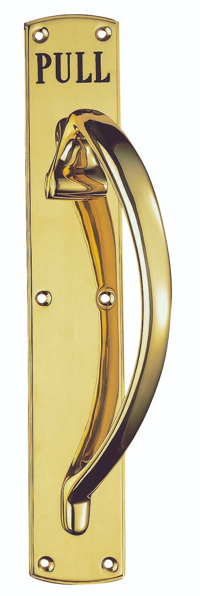 High quality image of Carlisle Brass - Engraved Large Pull Handle R/H - Polished Brass | Sku. pf103er | Trade Door Handles.