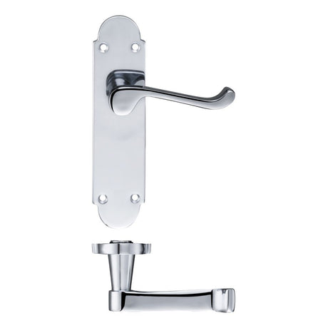 High quality image of the PR0 - Project Range - Project Oxford Lever on Latch Backplate - 168mm x 42mm - Polished Chrome | Sku. pr012cp | available to order from Trade Door Handles.