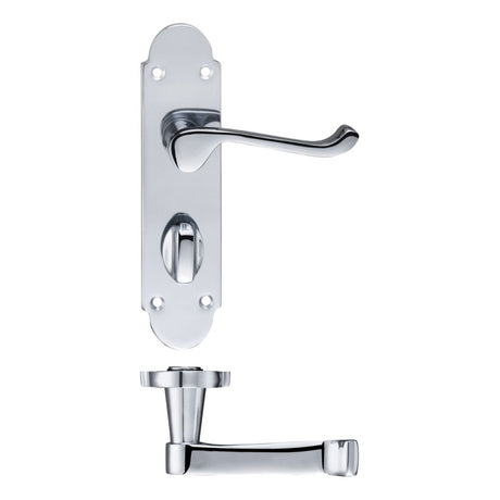 High quality image of the PR0 - Project Range - Project Oxford Lever on Bathroom Backplate - 168mm x 42mm - Polished Chrome | Sku. pr013cp | available to order from Trade Door Handles.