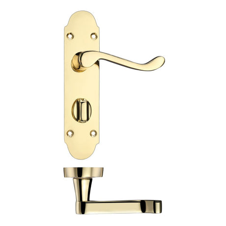 High quality image of the PR0 - Project Range - Project Oxford Lever on Bathroom Backplate - 168mm x 42mm - Electro Brass | Sku. pr013eb | available to order from Trade Door Handles.