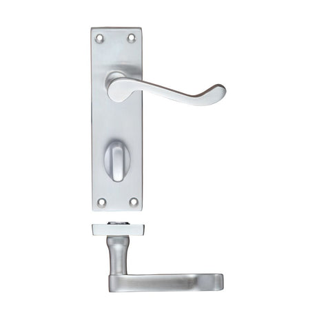 High quality image of the PR0 - Project Range - Project Victorian Scroll Lever on Bathroom Backplate -150mm x 40mm - Satin Chrome | Sku. pr023sc | available to order from Trade Door Handles.