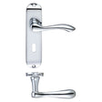 High quality image of the PR0 - Project Range - Project Arundel Lever on Lock Backplate - 180mm x 40mm - Polished Chrome | Sku. pr031cp | available to order from Trade Door Handles.