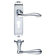 High quality image of the PR0 - Project Range - Project Arundel Lever on Europrofile Lock Backplate - 180mm x 40mm - Polished Chrome | Sku. pr031epcp | available to order from Trade Door Handles.