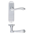High quality image of the PR0 - Project Range - Project Arundel Lever on Latch Backplate - 180mm x 40mm - Satin Chrome | Sku. pr032sc | available to order from Trade Door Handles.