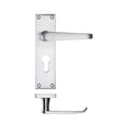 High quality image of the PR0 - Project Range - Project Victorian Flat Lever on Europrofile Lock Backplate 150 x 40mm - Satin Chrome | Sku. pr041epsc | available to order from Trade Door Handles.