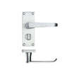 High quality image of the PR0 - Project Range - Project Victorian Flat Lever on Privacy Backplate 114 x 40mm - Satin Chrome | Sku. pr044sc | available to order from Trade Door Handles.