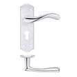 High quality image of the PR0 - Project Range - Project Asti Lever on Europrofile Lock Backplate - Satin Chrome/Polished Chrome | Sku. pr061epsccp | available to order from Trade Door Handles.