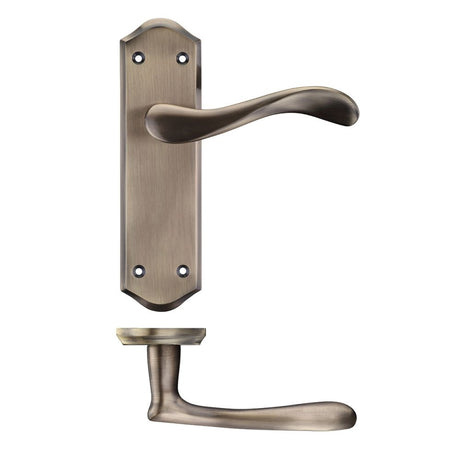 High quality image of the PR0 - Project Range - Project Asti Lever on Latch Backplate - Bronze | Sku. pr062fb | available to order from Trade Door Handles.