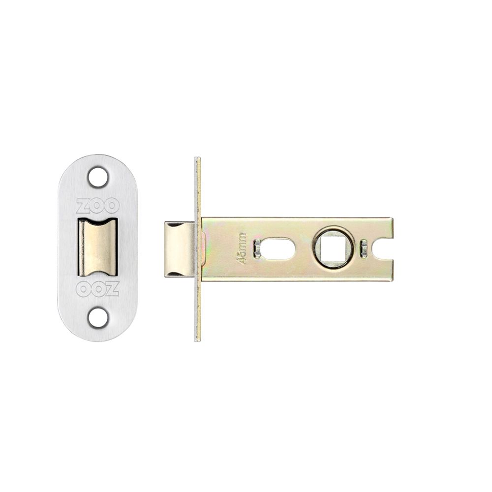 High quality image of the PR0 - Project Range - Project Tubular Latch 64mm - Bolt Through - Radius - Stain Stainless Steel | Sku. prtl64rss | available to order from Trade Door Handles.