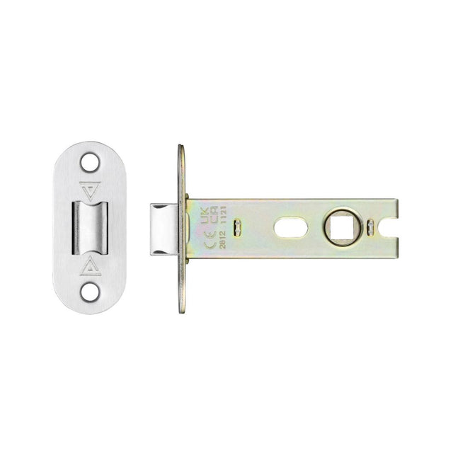 High quality image of the PR0 - Project Range - Project Tubular Latch 76mm - UKCA/CE, Radius Forend - Stain Stainless Steel | Sku. prtl76fd-r-sss | available to order from Trade Door Handles.