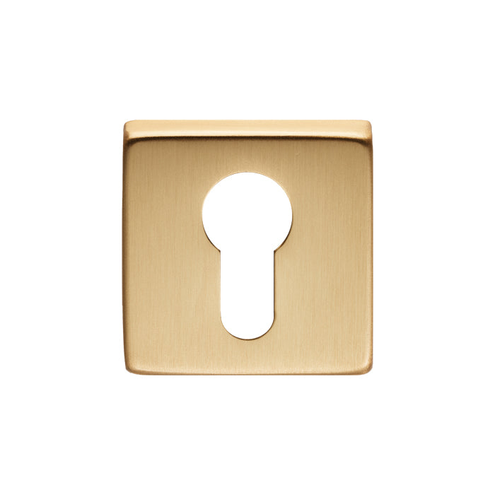 High quality image of Manital - Square Euro Profile Escutcheon - Satin Brass | Sku. qe001sb | Trade Door Handles.