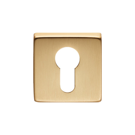 High quality image of Manital - Square Euro Profile Escutcheon - Satin Brass | Sku. qe001sb | Trade Door Handles.