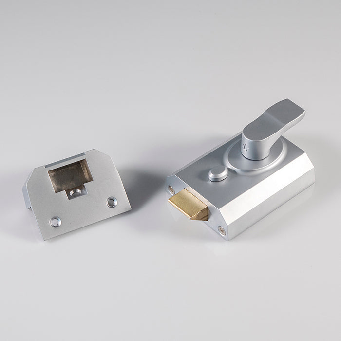 High quality image of Eurospec - Deadlocking Rim Cylinder Nightlatch 60mm - Satin Chrome | Sku. rcn8360sc | Trade Door Handles.