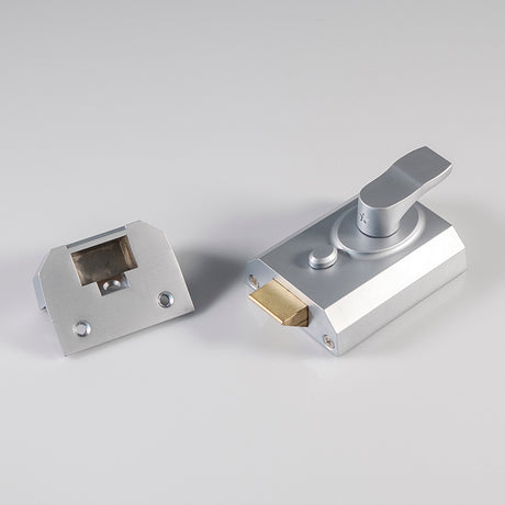 High quality image of Eurospec - Deadlocking Rim Cylinder Nightlatch 60mm - Satin Chrome | Sku. rcn8360sc | Trade Door Handles.