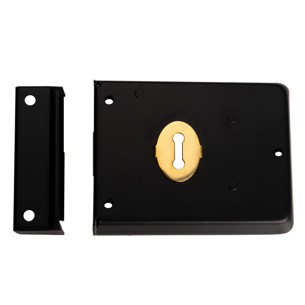 High quality image of Eurospec - Traditional Rim Deadlock - Black Japanned | Sku. rde8043jap | Trade Door Handles.