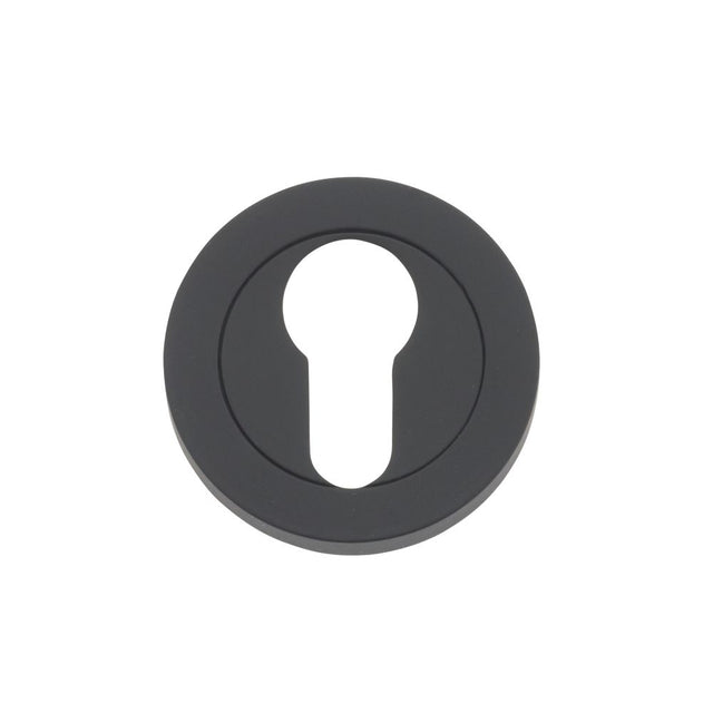 High quality image of the Rosso Maniglie - Euro Profile Escutcheon 50mm dia - Oscuro Matt Black | Sku. rm001omb | available to order from Trade Door Handles.