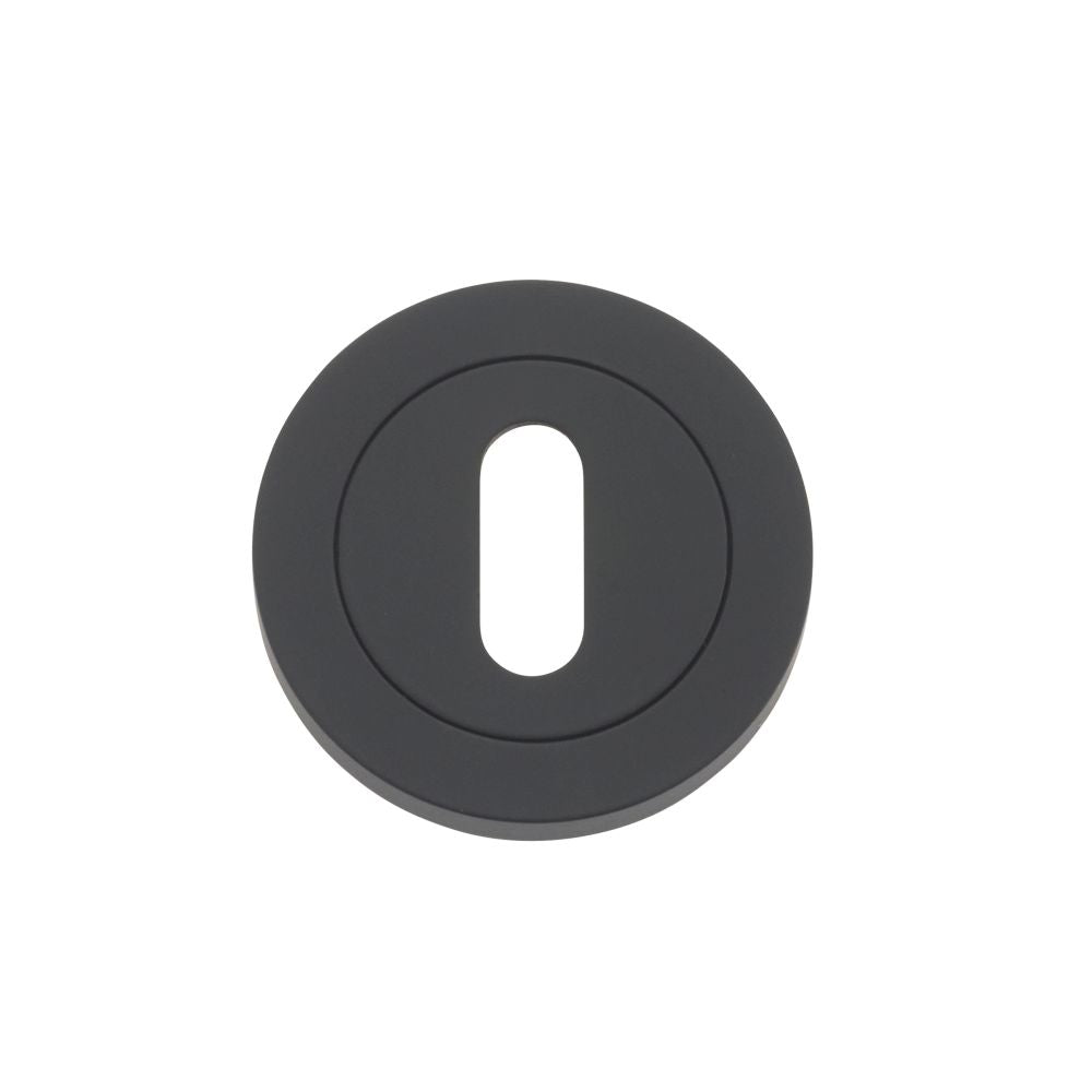 High quality image of the Rosso Maniglie - Rosso Maniglie Escutcheon - Standard Keyway - Oscuro Matt Black | Sku. rm002omb | available to order from Trade Door Handles.