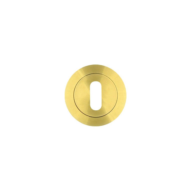 High quality image of the Rosso Maniglie - Standard Profile Escutcheon 50mm dia - Satin Brass | Sku. rm002sb | available to order from Trade Door Handles.