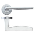High quality image of the Rosso Maniglie - Pavo Lever on Round Rose - Satin Chrome | Sku. rm030sc | available to order from Trade Door Handles.