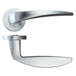 High quality image of the Rosso Maniglie - Cygnus Lever on Round Rose - Satin Chrome | Sku. rm040sc | available to order from Trade Door Handles.