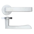 High quality image of the Rosso Maniglie - Mensa Lever on Round Rose - Satin Chrome | Sku. rm050sc | available to order from Trade Door Handles.
