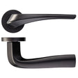 High quality image of the Rosso Maniglie - Aries Lever on Round Rose - Powder Coat Black | Sku. rm060pcb | available to order from Trade Door Handles.