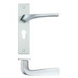 High quality image of the Rosso Maniglie - Aries Lever Euro Lock (47.5mm c/c) On Backplate - 190x42mm - Satin Chrome | Sku. rm061epsc | available to order from Trade Door Handles.