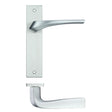 High quality image of the Rosso Maniglie - Aries Lever Latch On Backplate - 190x42mm - Satin Chrome | Sku. rm062sc | available to order from Trade Door Handles.